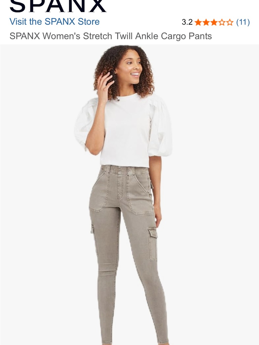 Spanx Women's Cropped Cargo Jeans - Grey